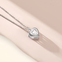 Bijoux fins, collier avec pendentif en argent sterling 925, coupe princesse, CZ Hrart, élégant