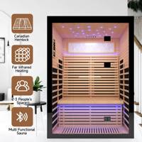 Ruang Sauna Kayu Hemlock Tradisional untuk 1-2 Orang, Sauna Uap Kering Inframerah Jauh untuk Rumah, Penjualan Langsung Pabrik