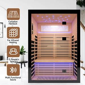Sauna Tradicional de Madera de Hemlock para 1-2 Personas, Sauna de Vapor Seco con Infrarrojos Lejanos para el Hogar, Venta Directa de Fábrica - Product Image 3