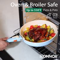 Ensemble de casseroles en métal antiadhésif 5 pièces avec couvercle en verre et poignée amovible, compatible induction, pour la maison et le camping