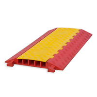 Rampe de protection de câbles robuste à 3-5 canaux, rouge et jaune, avec couvercle articulé