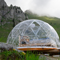 Dômes géodésiques en PVC d'hiver pour l'extérieur de 16 pieds avec salle de bain, maison de glamping préfabriquée de luxe