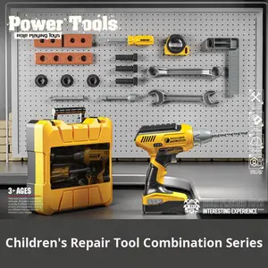 ชุดกล่องเครื่องมือสำหรับเด็กชุดของเล่น<span class=keywords><strong>ประ</strong></span>กอบสำหรับเด็กผู้ชายกล่องเจาะซ่อมแซมข้ามพรมแดนทำจากพลาสติกที่ทนทาน - Product Image 3