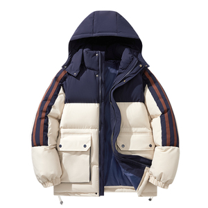 Logo personnalisé contraste coton rembourré veste court clip coton hiver à capuche rembourré marque robe extérieur coupe-vent exercice - Product Image 2