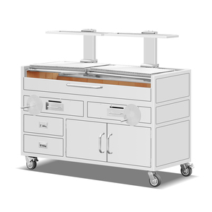 Carrito de Parrilla Santa María Argentina Comercial de Acero Inoxidable con Doble Volante de Elevación, Parrilla de Carbón y Estante Inferior Antiadherente - Product Image 3