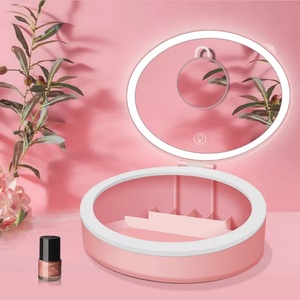 Wholesale of Desktop LED <b>Makeup</b> <b>Mirror</b> Storage Box by Manufacturer Integrated with Light Desktop Three Color Supplementary - Product Image 1