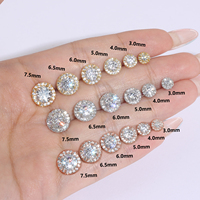 Pendientes de Botón USA de 1 a 3 Quilates con Moissanita VVS y Halo de Diamantes para Hombre y Mujer, Ramo de Flores, Joyería para Regalo, Plata de Ley 925 Bañada en Oro de 14K
