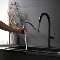 Robinet de cuisine moderne multifonction flexible en laiton avec cartouche céramique, douchette extractible, installation monotrou, pour usage hôtelier