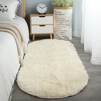 Alfombra Moderna de Pelo de Poliéster Ovalada de Color Sólido, Alfombra Afelpada para Sala de Estar, Dormitorio, Junto a la Cama, Lavable a Máquina
