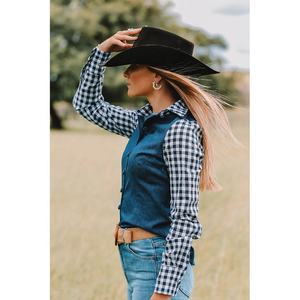 <span class=keywords><strong>Camicia</strong></span> da Lavoro da <span class=keywords><strong>Donna</strong></span> a Maniche Lunghe 100% Cotone con Logo Ricamato, Vestibilità Slim Stile Western, <span class=keywords><strong>Blu</strong></span> Denim, <span class=keywords><strong>Camicia</strong></span> da Lavoro Country in Denim e <span class=keywords><strong>Lino</strong></span>, <span class=keywords><strong>Camicia</strong></span> Arena - Product Image 2