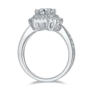 Luxury Emerald Cut Moissanite Rings 1.0 Carat S925 Silver Plated White Gold D Color VVS Moissanite Diamond Women's Ring