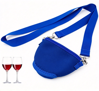 Porte-gobelet à vin en néoprène personnalisable avec motif de lettres, isolé, durable, coutures latérales cousues, lavable en machine, avec cordon