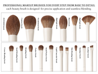 BEILI - Juego de 15 Brochas de Maquillaje Profesionales con Mango Blanco, Pelo Natural, Brochas Cosméticas para Rostro y Ojos
