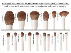 BEILI Set di 15 Pennelli Professionali per Trucco con Manico <span class=keywords><strong>Bianco</strong></span>, in Pelo Naturale per Viso e Occhi - Product Image 1