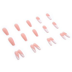 Faux ongles français à paillettes, 24 pièces/ensemble, sortie d'usine, kit de manucure réutilisable, faux ongles de haute qualité à presser, DIY - Product Image 2
