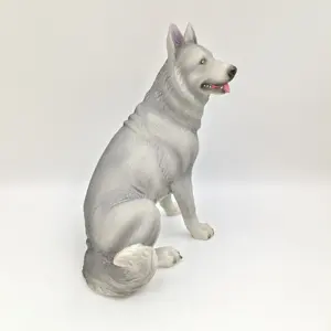 Patung tangan realistis dekorasi taman, patung resin hewan Husky anjing luar ruangan ukuran hidup