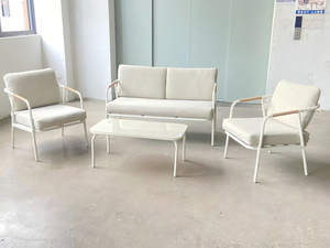 4-Piece Modern <b>Outdoor</b> Conversation Set Metal Frame PE <b>Rattan</b> Armrests Waterproof Cushions Includes Loveseat 2 Chairs - Product Image 6