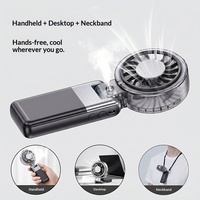 Ventilateur portable haute vitesse 3600 mAh pliable avec brumisateur turbo, ventilateur de refroidissement personnel à porter à la taille ou sur le bureau