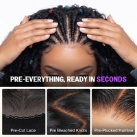 Perruques Courtes Bouclées en Cheveux Indiens Super Double Drawn Pré-coupées avec Dentelle, Perruques Frontales 13*6 en Cheveux Humains Sans Colle, Perruques Tressées en Cheveux Humains