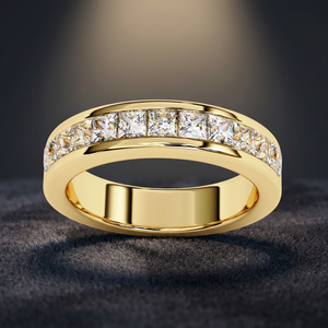 Bague de fiançailles et de mariage pour femme JURA JEWEL en or jaune, diamant de laboratoire taille princesse, luxe, certifié IGI, 7,27 g - Product Image 1