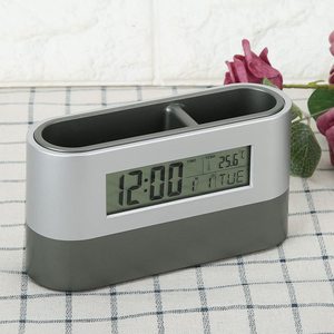 Creative Multifunctional Office Pen Holder <b>Digital</b> Display Electronic <b>Clock</b> with Temperature and Humidity for Living Room Use - Product Image 3