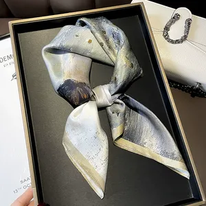 Écharpe en soie véritable de luxe de haute qualité 70*70cm, foulards carrés, cadeaux haut de gamme pour femmes YKH0010 - Product Image 1