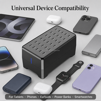 Station de charge USB-C 150W à 30 ports, chargeur multi-ports de bureau avec distribution intelligente de l'alimentation pour salle de classe, bureau, école