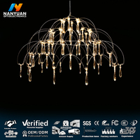 Lampadario di Lusso in Cristallo, Illuminazione a Risparmio Energetico, Luci a Sospensione Durevoli in Acciaio Inox 304, LED con Telecomando per Hotel