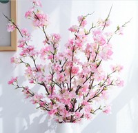 Vente directe d'usine, fleurs artificielles en soie de haute qualité pour la décoration de la maison et des mariages, fleurs de cerisier roses, branche de fleurs