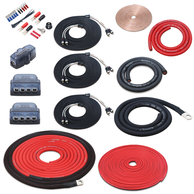 PCK0D True 0 Gauge 99.99% Oxygen Free Copper Car Audio Dual Amplifiers Complete Installation Wiring Kits