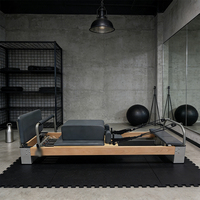 Equipo de Pilates Reformer Resistente, para Flexibilidad y Estiramiento Muscular de Cuerpo Completo, Reformer de Madera de Haya para Gimnasio