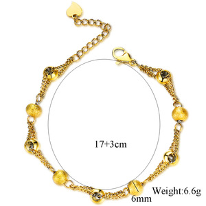 <b>Gold</b> Rose <b>Gold</b> Ball <b>Bead</b> <b>Bracelet</b> Adjustable Stainless Steel Jewelry Gift - Product Image 3