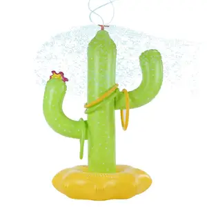 Summer Water Fun Inflatable Cactus Sprinkler Toys For Kids Giant Cactus Ring Toss Game Water Splash Toy