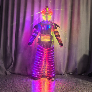 Costume lumineux LED irisé, combinaison intégrale avec casque et gants pour spectacle sur scène, unisexe - Product Image 1