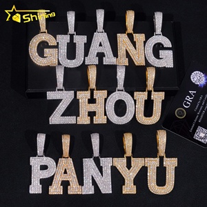 Vente en gros de boucles diamant Moissanite <span class=keywords><strong>A</strong></span>-Z initiale pendentif en argent sterling 925 bijoux glacés pendentif lettre Hip Hop pour hommes - Product Image 1