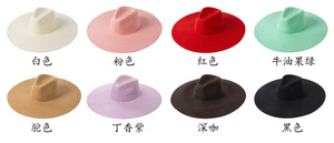 หมวกเฟโดราแฟชั่นสไตล์ยุโรปสำหรับฤดูใบไม้ร่วงและฤดูหนาวหมวกเฟโดร่าขนแกะขอบใหญ่รู้สึกสบายๆหมวกแจ๊สปีกใหญ่ - Product Image 6