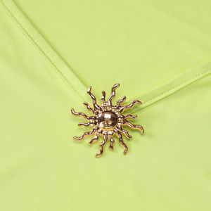 Đầm nữ màu lục lam thời trang mùa hè mới Đầm đuôi cá cạp cao cổ chữ U Đầm dài tay thanh lịch - Product Image 5