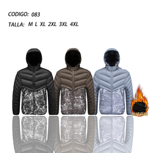 Winter Outdoor Hooded Unisex <strong>Quilted</strong> <strong>Jacket</strong> with Zipper Closure and Geometric <strong>Pattern</strong> Fleece-lined Thickened Warm Windproof - Product Image 2