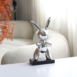 Offre Spéciale gros créatif bureau maison hall décoration argent <span class=keywords><strong>lapin</strong></span> Sculptures avec Base résine décor à la maison - Product Image 6