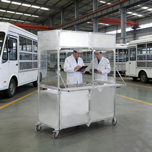 รถพ่วงขายอาหารแบบพับได้ ประหยัดพื้นที่ ทำจากสแตนเลส 4 ล้อ สำหรับขายกาแฟ ไอศกรีม ฮอทดอก ขนมหวาน ธุรกิจริมทาง - Product Image 2