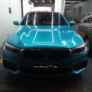 Rollo de pegatinas de PVC de 1,52x18 M con diseño brillante, envoltura de vinilo con cambio de Color azul y verde para el cuerpo del coche