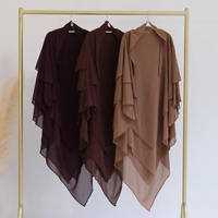Écharpe de prière unie à nouer pour femmes musulmanes Hijab en mousseline de soie Voile 3 couches de long Niqab Jilbab en mousseline de soie Khimar