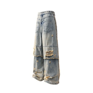 Jeans Desgastados Estilo Americano <span class=keywords><strong>para</strong></span> <span class=keywords><strong>Mujer</strong></span> y Hombre, Pantalones Anchos de Pierna Ancha <span class=keywords><strong>para</strong></span> Otoño, Pantalones Largos de Estilo Urbano - Product Image 4