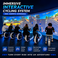 Sistema de Ciclismo Interactivo Inmersivo InteraGame, Proyección Panorámica, Juego de Carreras de Bicicletas Multijugador para Pistas Deportivas Cubiertas y Centros de Entretenimiento Familiar (FEC)
