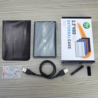 Boîtier de disque dur SATA en aluminium de 2,5 pouces, USB2.0, boîtier externe pour HDD SSD, boîte de disque dur portable pour ordinateur portable, prend en charge 7-9,5 mm
