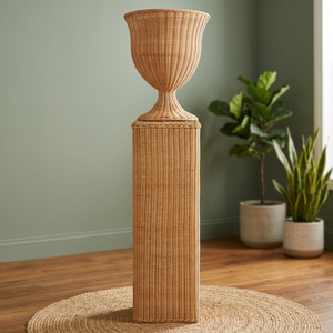 Maceta de cerámica grande con diseño Art Deco, jarrón de mesa de bambú para plantas verdes de Interior para el hogar, hidroponía, esmalte mate - Product Image 2