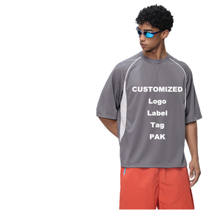 Custom Logo Hiking Outdoor Knitted Sporty Oversized Mesh Tee Quick Dry Gym Training Blank Contrast Panel Embroidery T-<b>Shirt</b> - Product Image 1