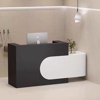 Mostrador de Recepción de Madera Negra Moderno Personalizado con Partición, Muebles Comerciales para Hotel, Tienda de Ropa, Boutique