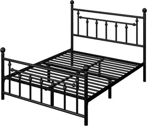 Modern design wrought iron frame steel furniture single metal bed queen size with headboard