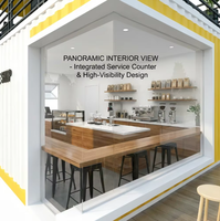 Maison conteneur à double étage en acier, personnalisée, style Grande Vague, pour salon de thé au lait, avec design moderne et garantie d'un an